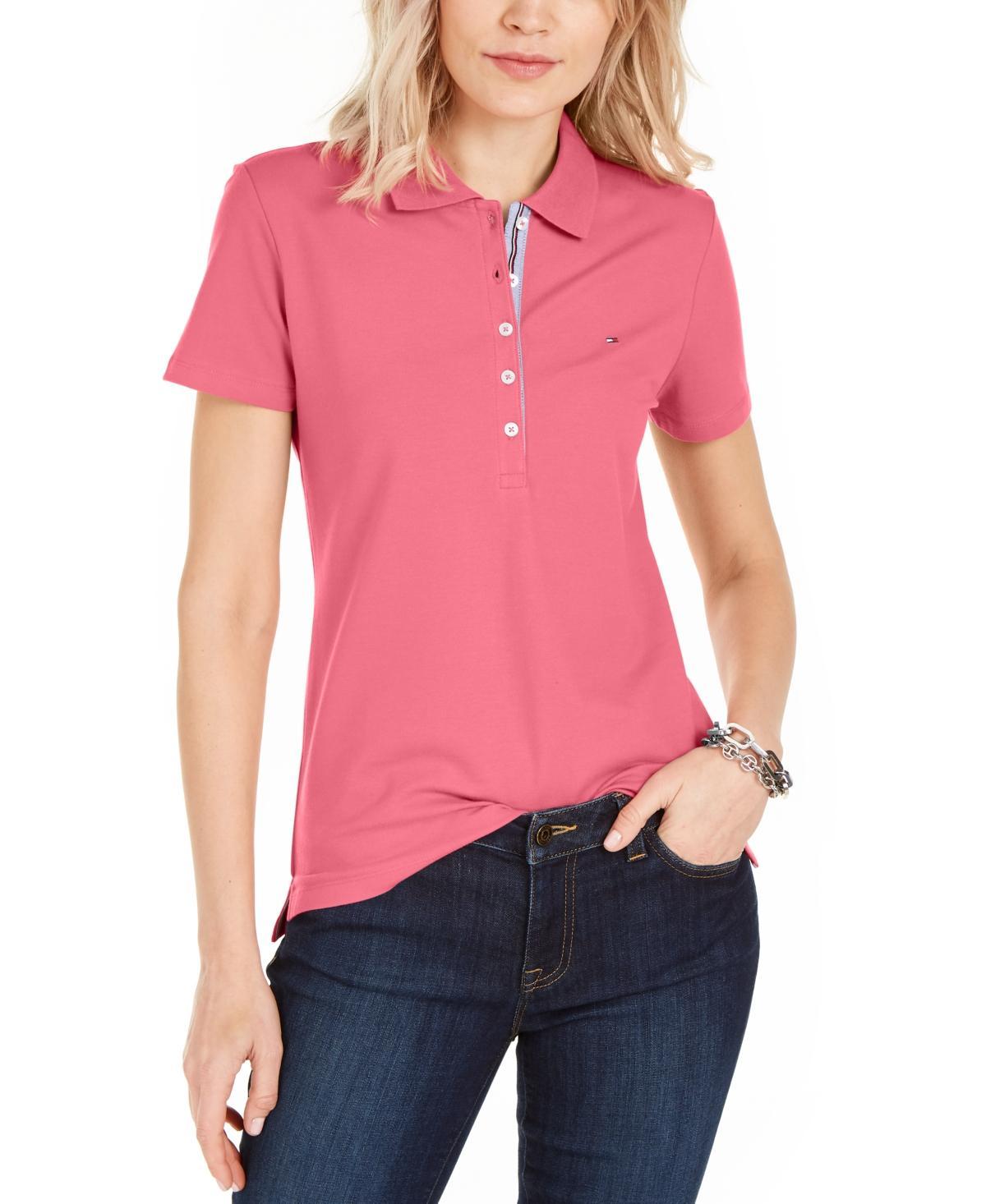 Tommy Hilfiger Solid Short Sleeve Polo Women's Clothing Product Image