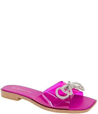 BCBGeneration Laffi Womens Rhinestone Bow Slide Sandal Product Image