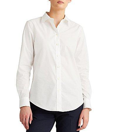 Lauren Ralph Lauren Easy Care Point Collar Long Sleeve Cotton Blend Shirt Product Image