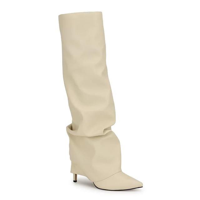 Nine West Randee Womens Pointy Toe Slouchy Dress Boots Ivory Product Image