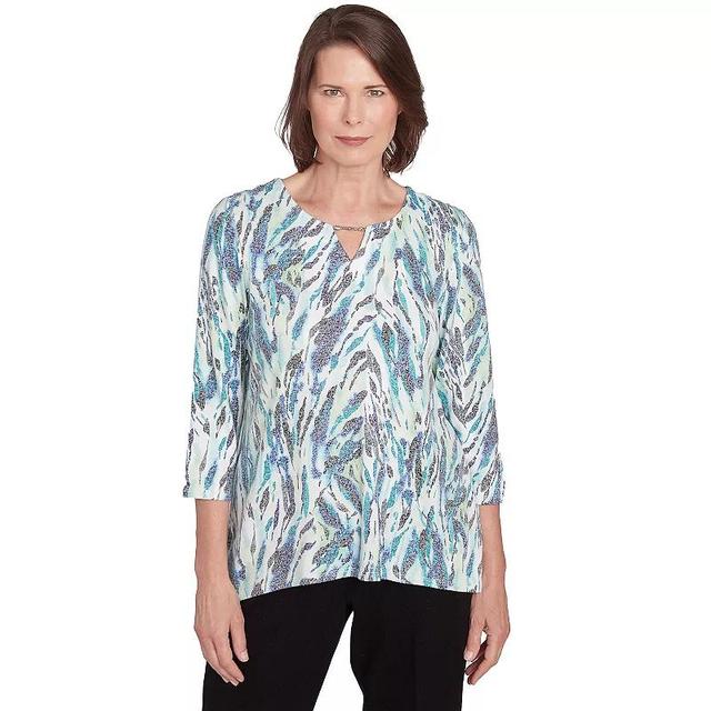 Womens Alfred Dunner Animal Print Split Neck Tee Product Image