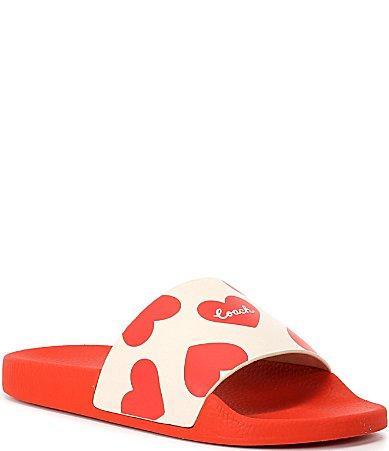 COACH Udele Logo Heart Print Pool Slides Product Image