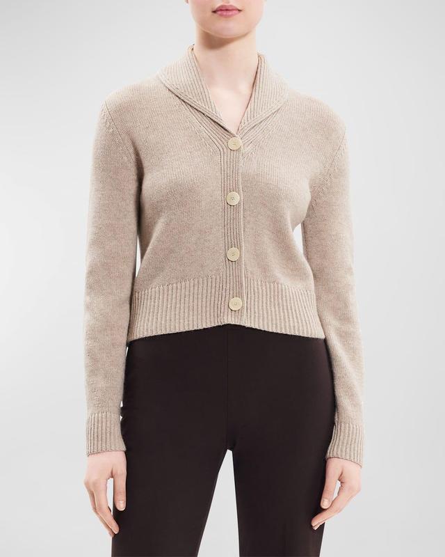 Cashmere Shawl-Collar Cropped Cardigan Product Image