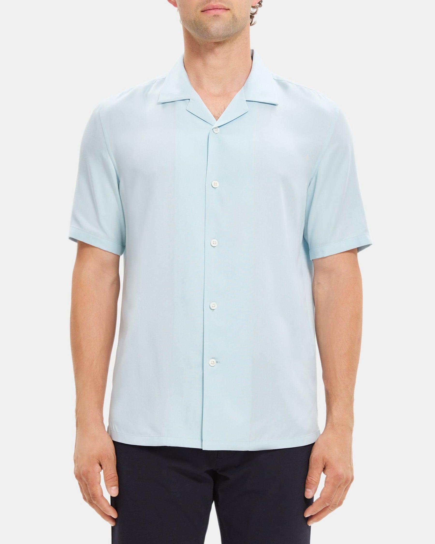 Short-Sleeve Camp Shirt in Tencel-Blend Twill Product Image