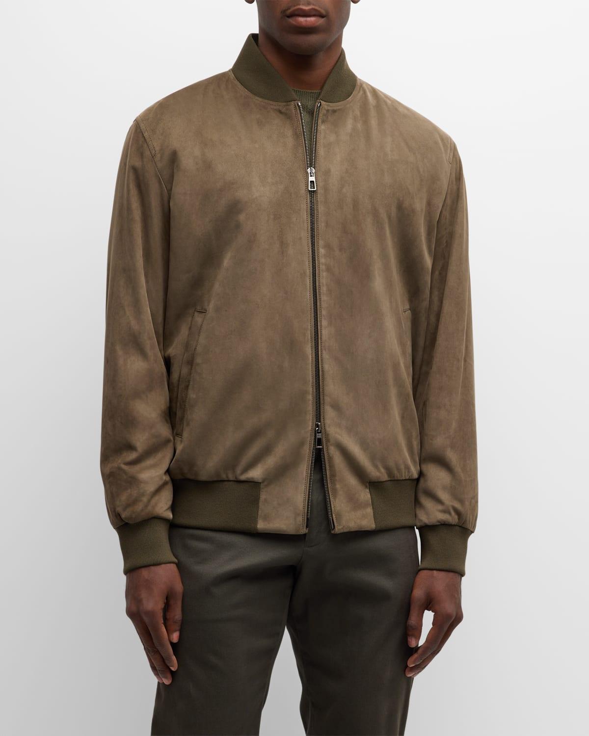 Men's Suede Bomber Jacket Product Image