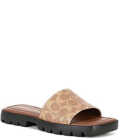 COACH Florence Signature Coated Canvas Slide Sandals Product Image