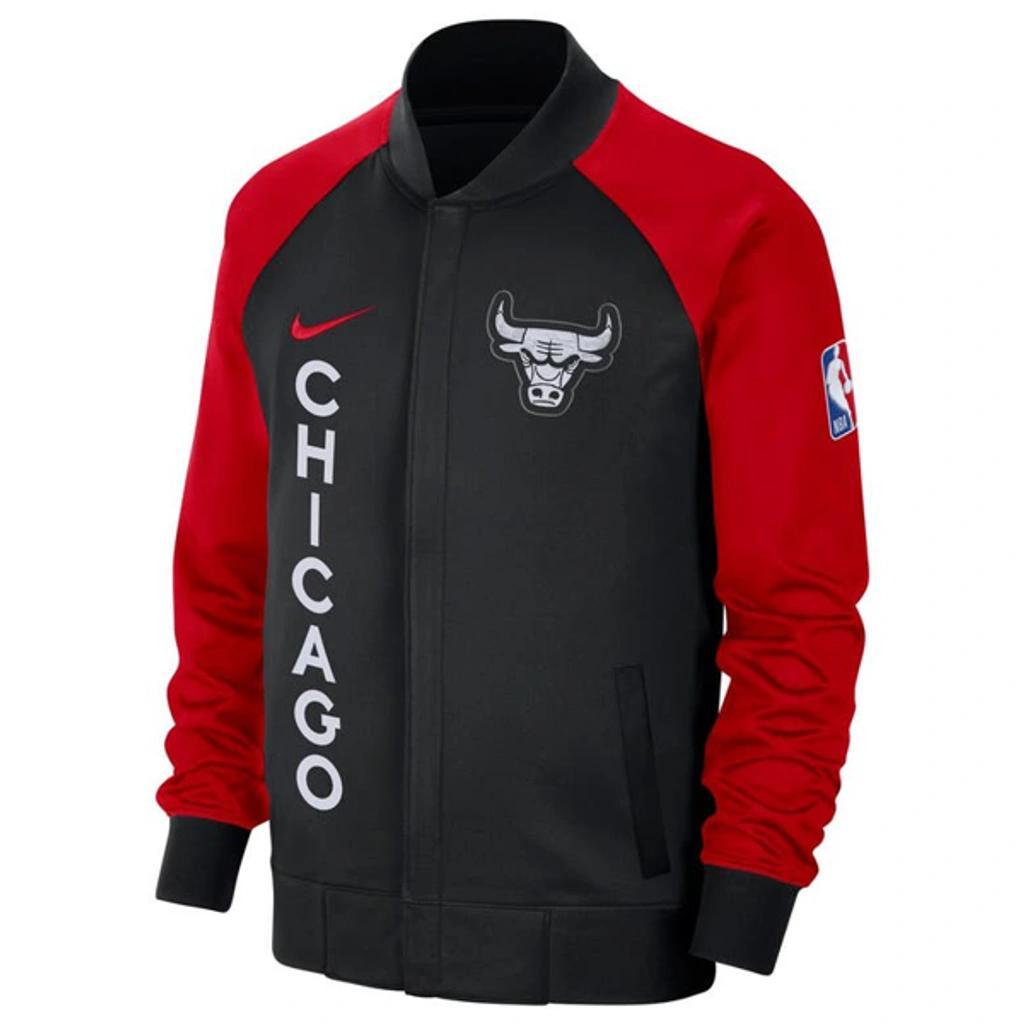 NIKE Men's  Black, Red Chicago Bulls 2023/24 City Edition Authentic Showtime Performance Raglan Full- In Black,red Product Image