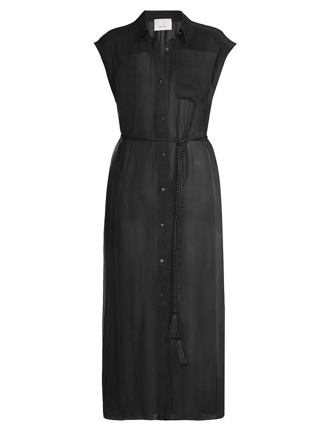 Womens Melanie Sheer Tie-Waist Shirtdress Cover-Up Product Image