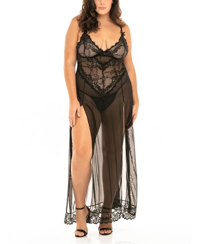 Plus Size Oh La La Cheri Valentine 2-piece Long Nightgown & Panty Lingerie Set 76-11495X, Womens Product Image