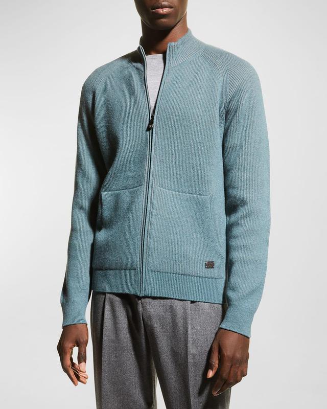 Mens Ribbed Full-Zip Sweater Product Image