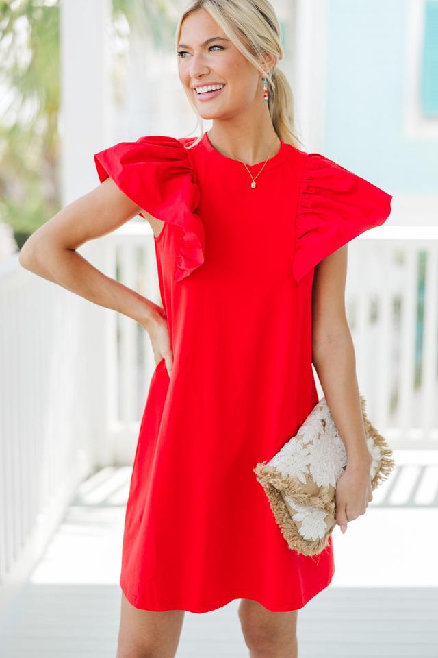 Get Ready Red Ruffled Mini Dress Female Product Image