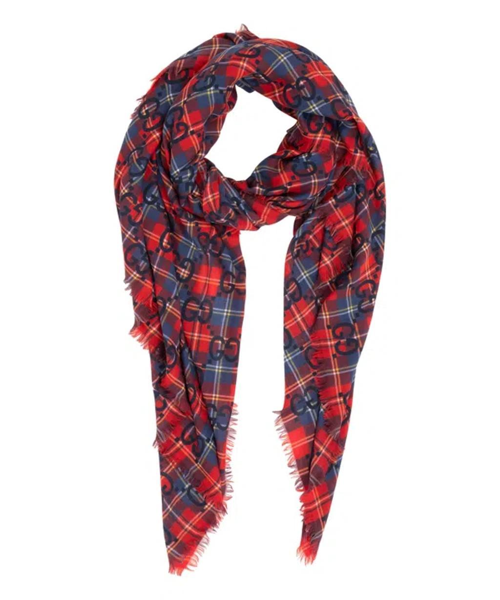 Gg Jacquard Wool Scarf In Red product image