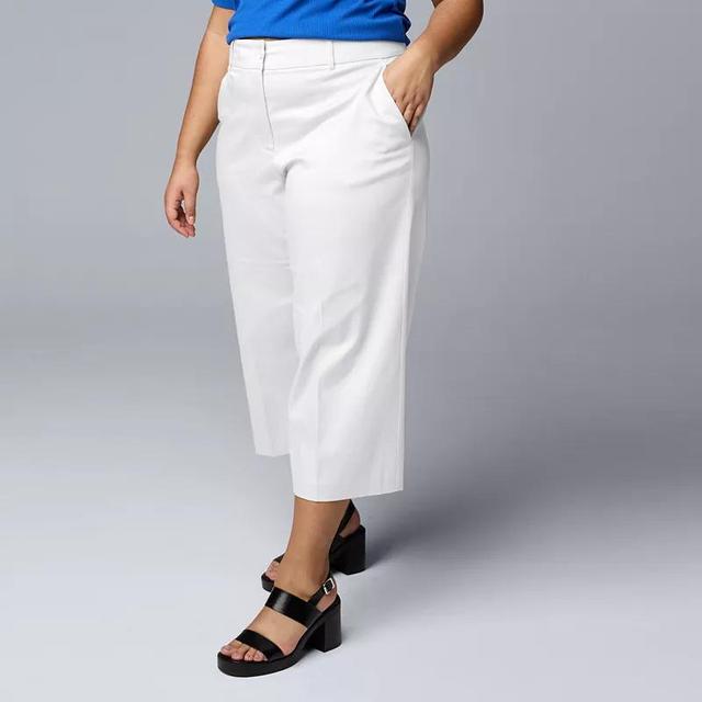 Plus Size Simply Vera Vera Wang Cotton Sateen Wide-Leg Capri Pants, Womens Product Image