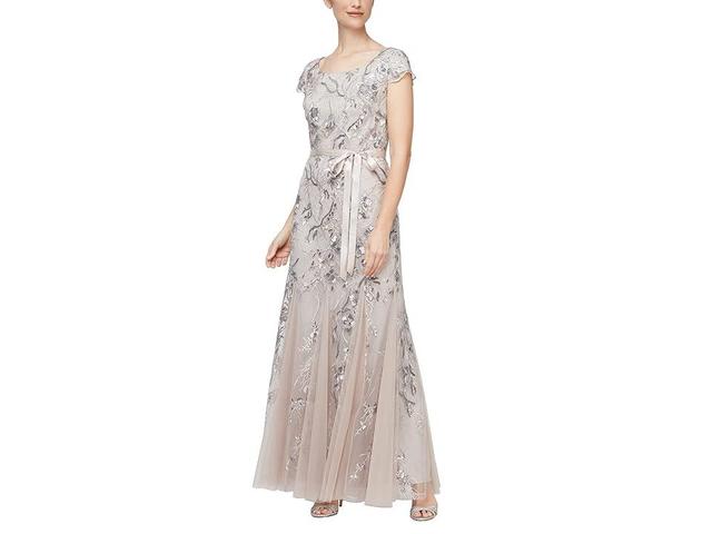 Alex Evenings Long Embroidered Dress with Godet Women's Dress Product Image