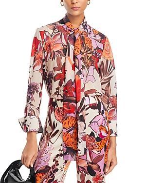 Luna Floral-Print Tie-Neck Blouse Product Image