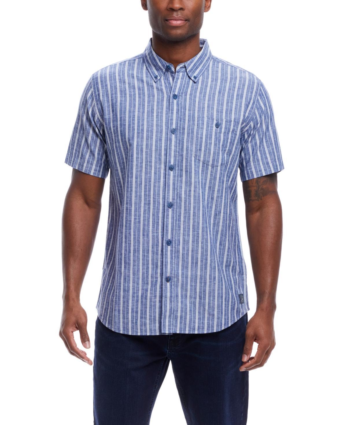 Weatherproof Vintage Mens Short Sleeve Striped Cotton Button Down Shirt Product Image