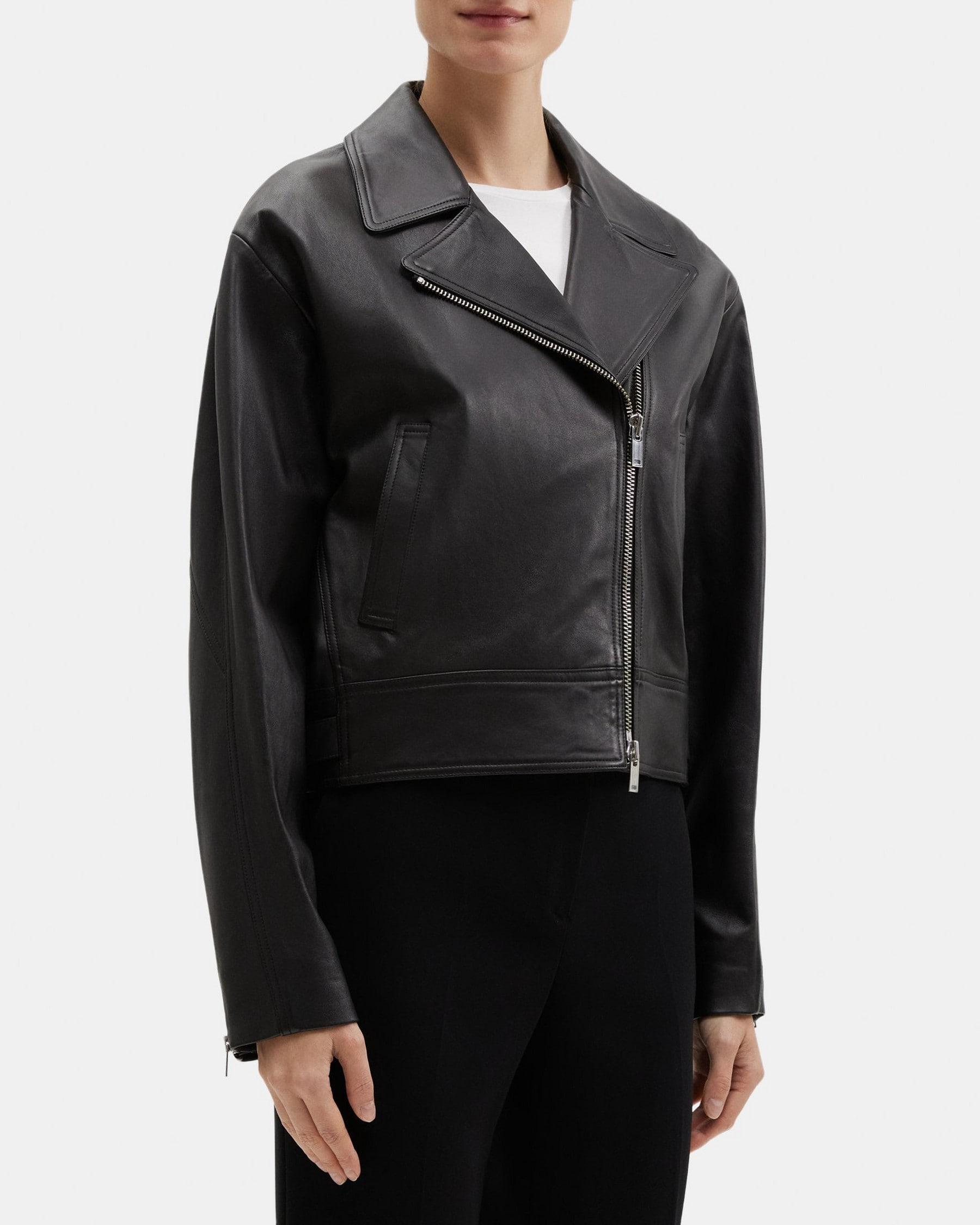 Cropped Moto Jacket in Leather Product Image