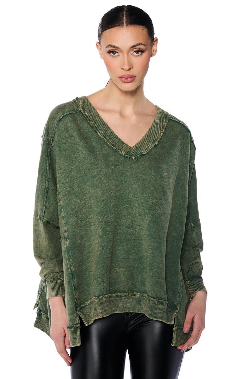 ARIA OVERSIZED V NECK SWEATSHIRT Product Image