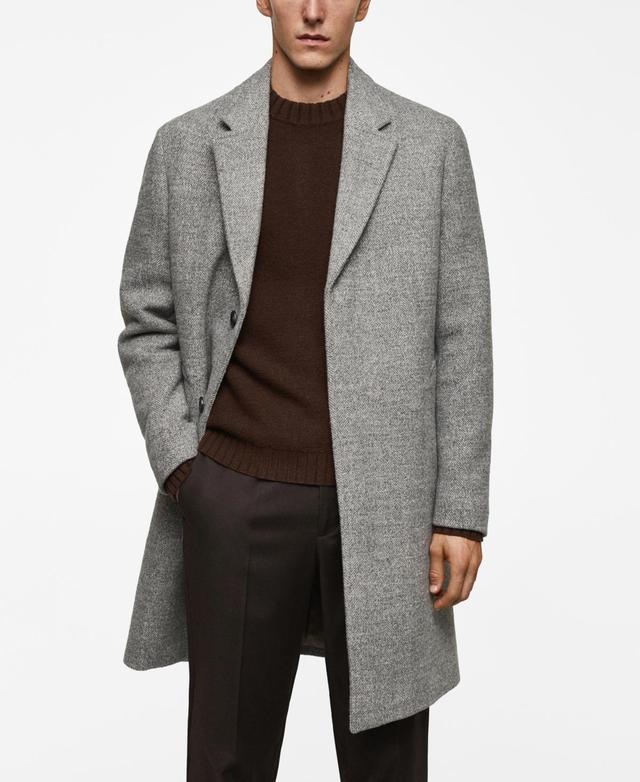 MANGO MAN - Herringbone pattern wool coat medium heather greyMen Product Image