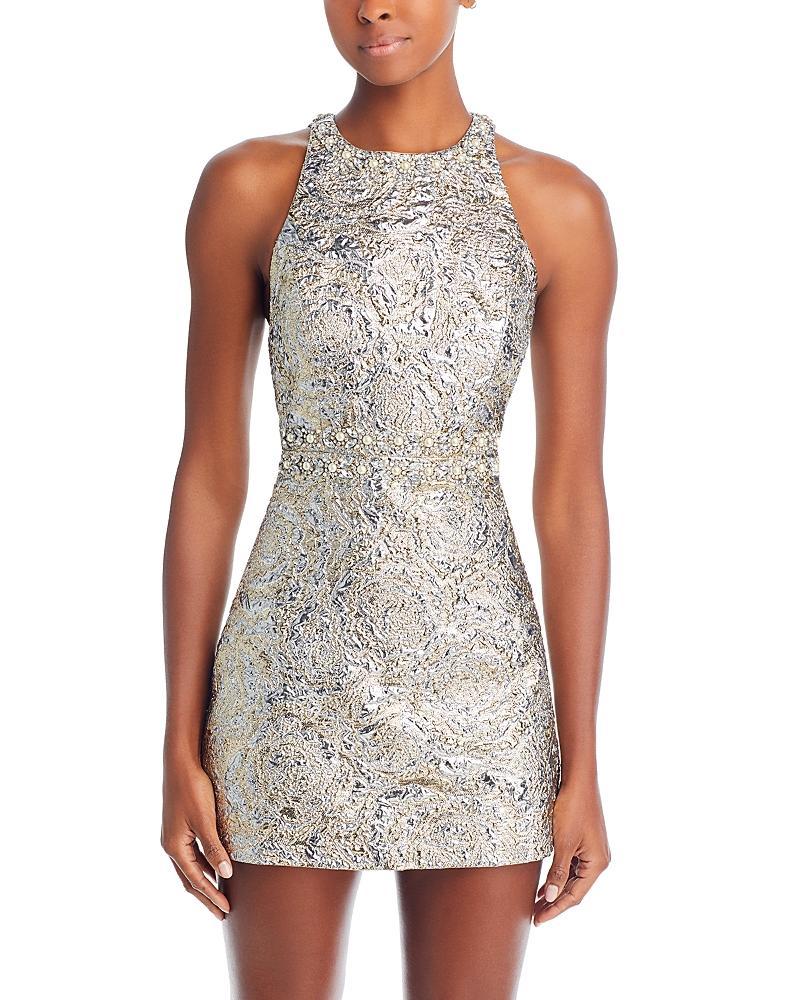 Alice + Olivia Dru Metallic Crinkle Brocade Minidress Product Image