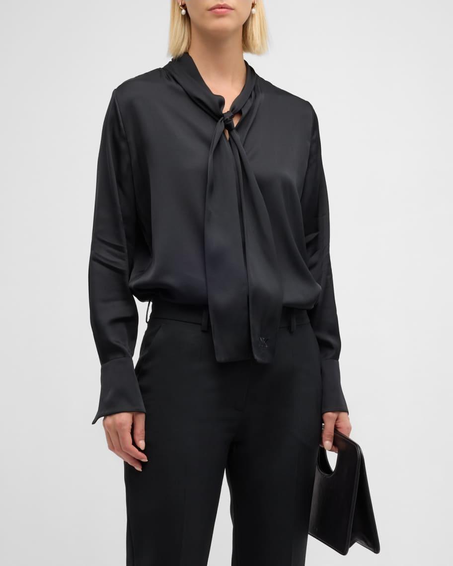 Leni Tie-Neck Button-Down Blouse Product Image