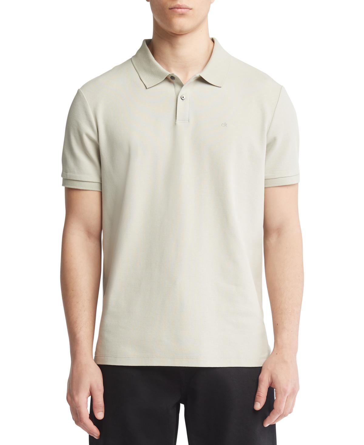 Calvin Klein Mens Refined Pique Polo Shirt - White - S Product Image