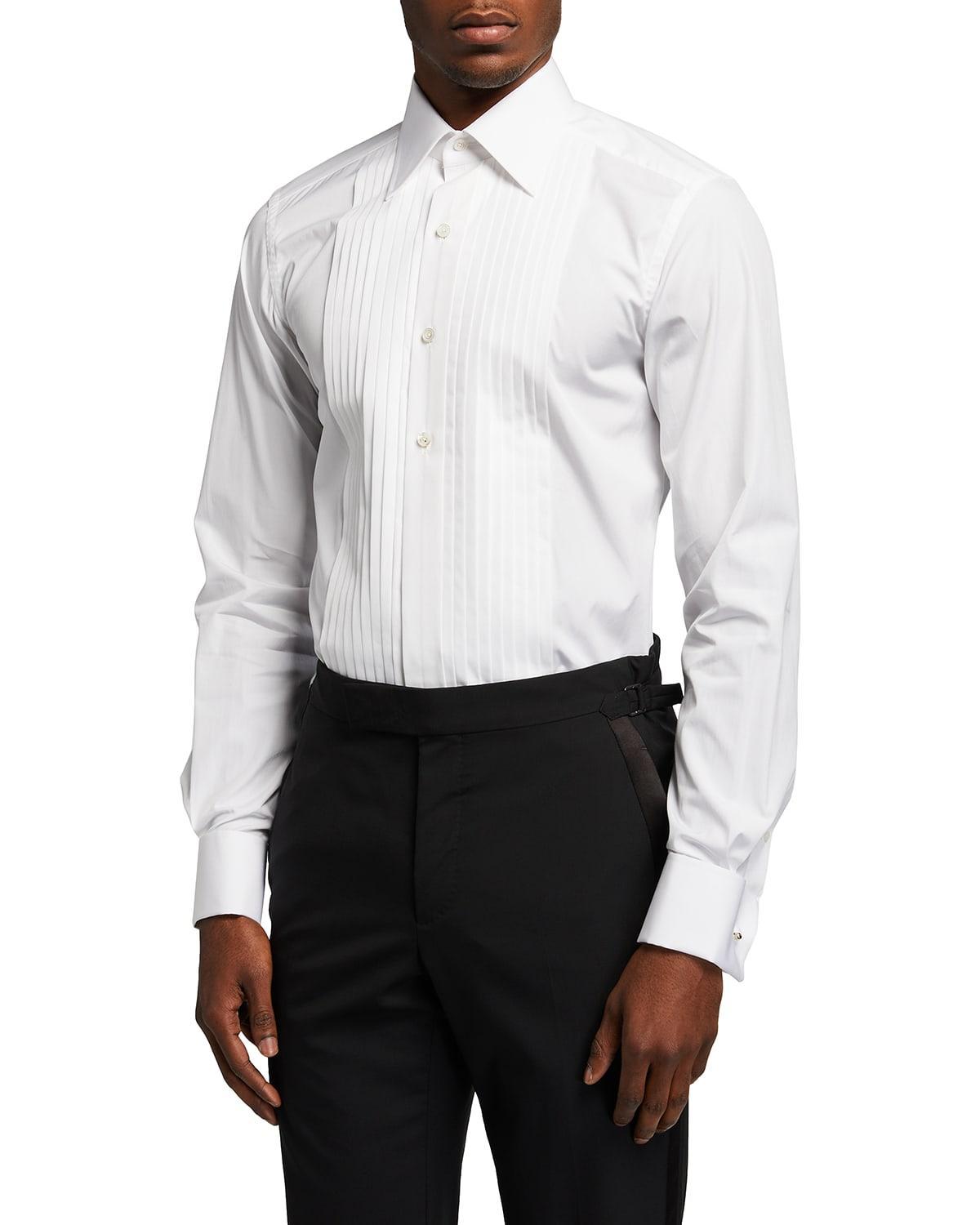 TOM FORD Men's Plisse Plastron Tuxedo Shirt  - WHITE - Size: 43 EU (17 US) Product Image