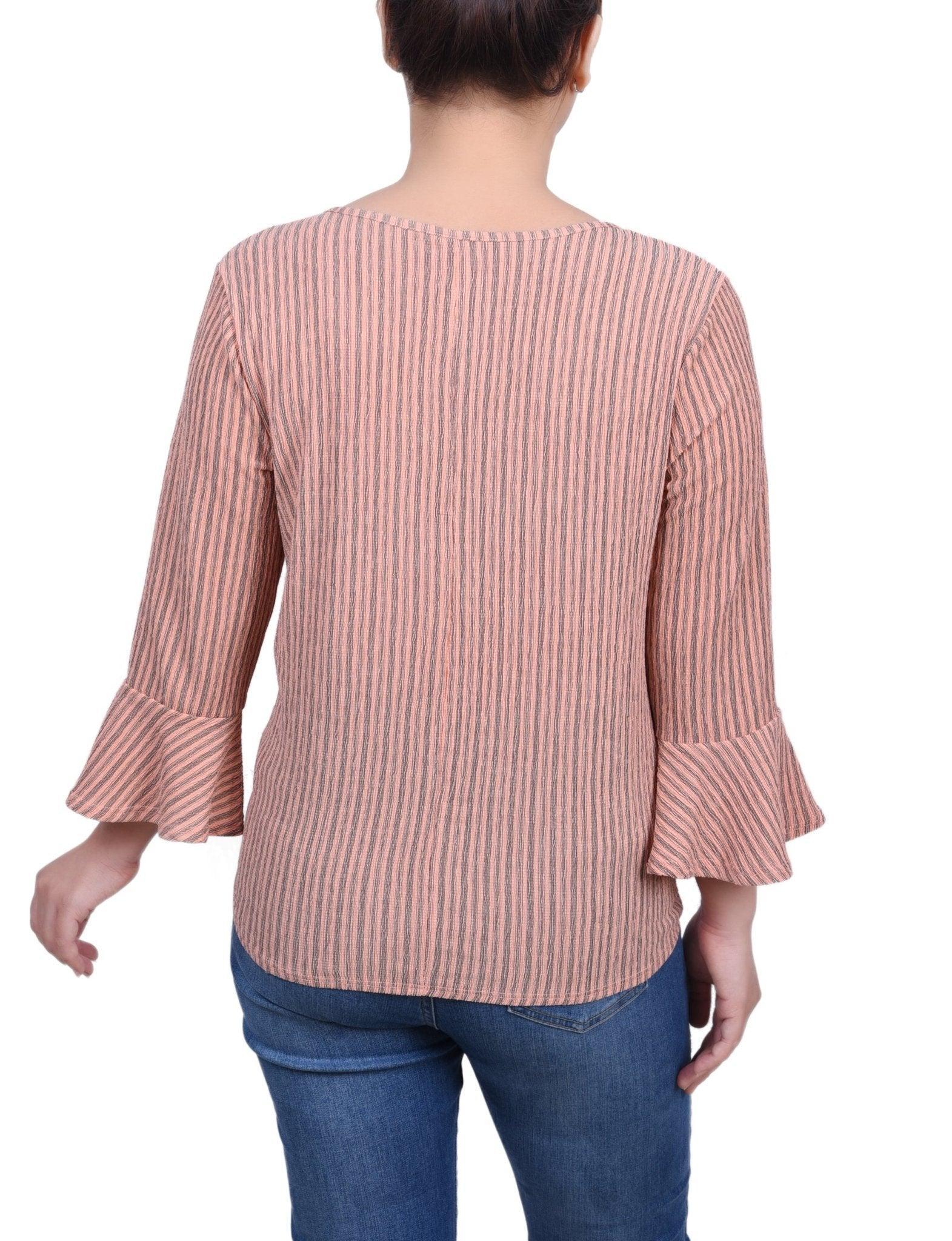 3/4 Bell Sleeve Textured Knit Top - Petite Product Image