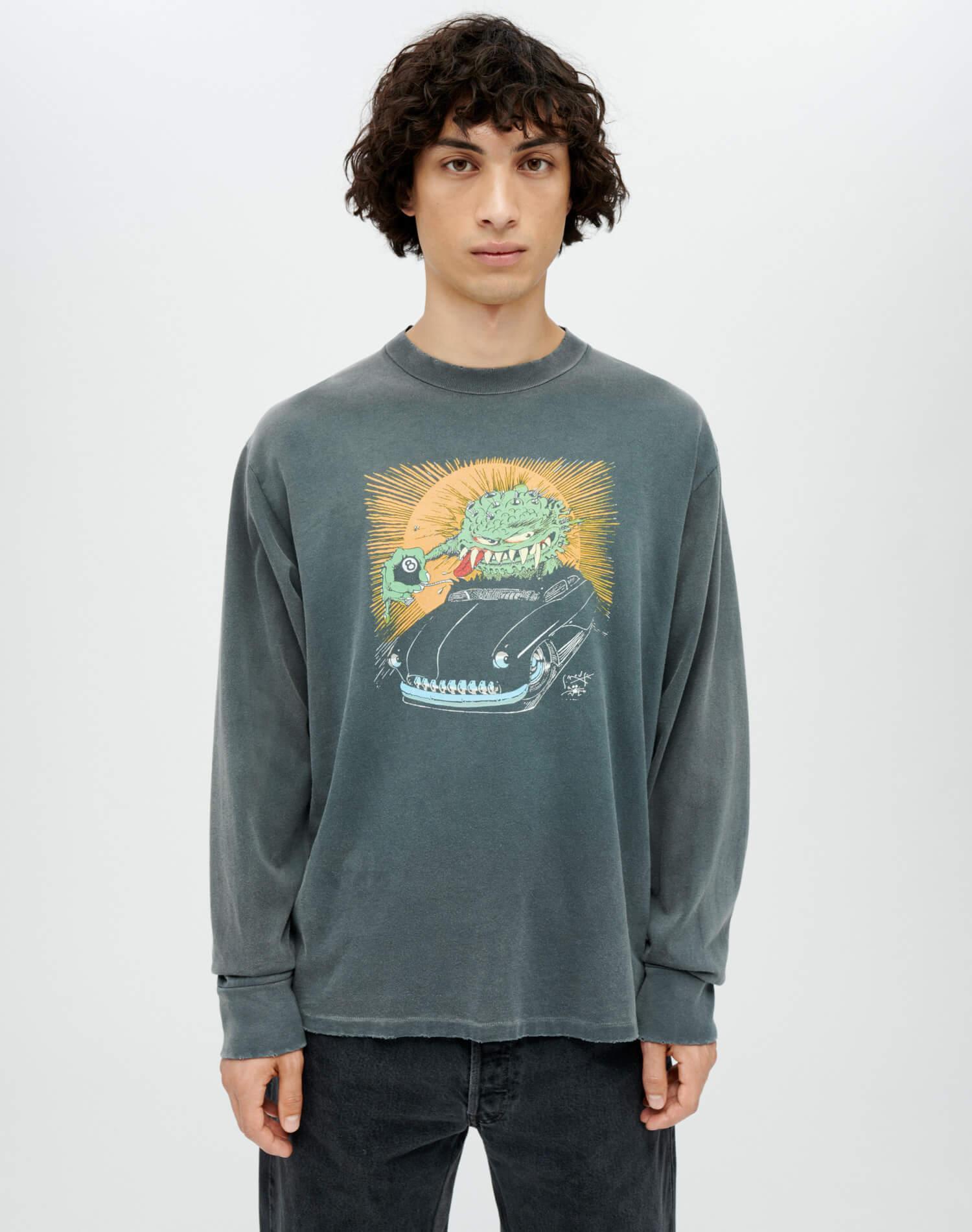 Long Sleeve "Warthead" Tee - Sun Faded Black Product Image