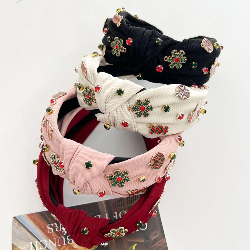 Christmas Metal Charm Fabric Knot Headband (Various Designs) Product Image