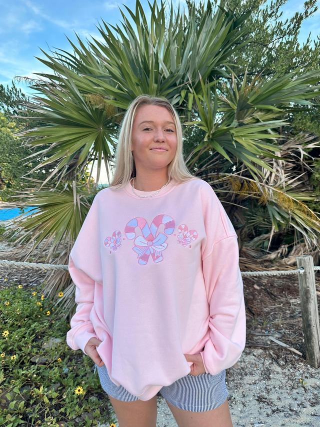 Light Pink Candy Cane Wonderland Sweatshirt Product Image