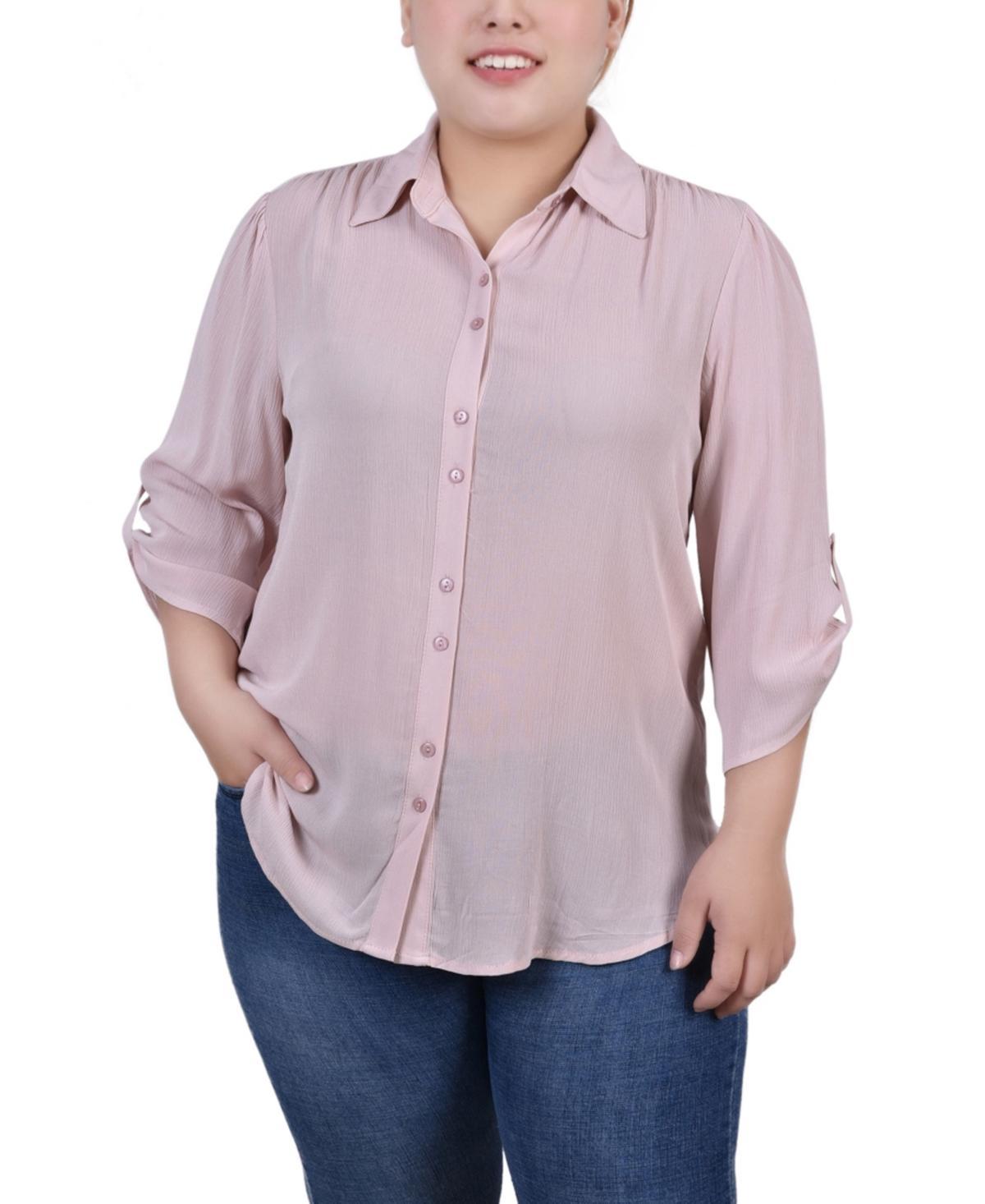 Ny Collection Plus Size 3/4 Sleeve Gauze Blouse Product Image