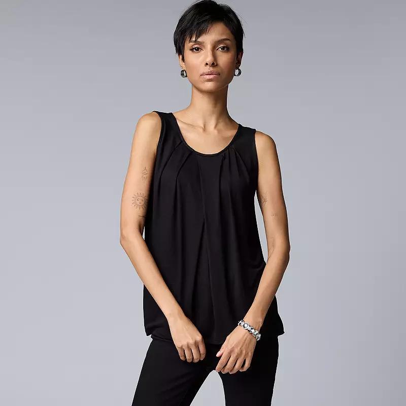 Womens Simply Vera Vera Wang Pleated Neck Tank Top Product Image