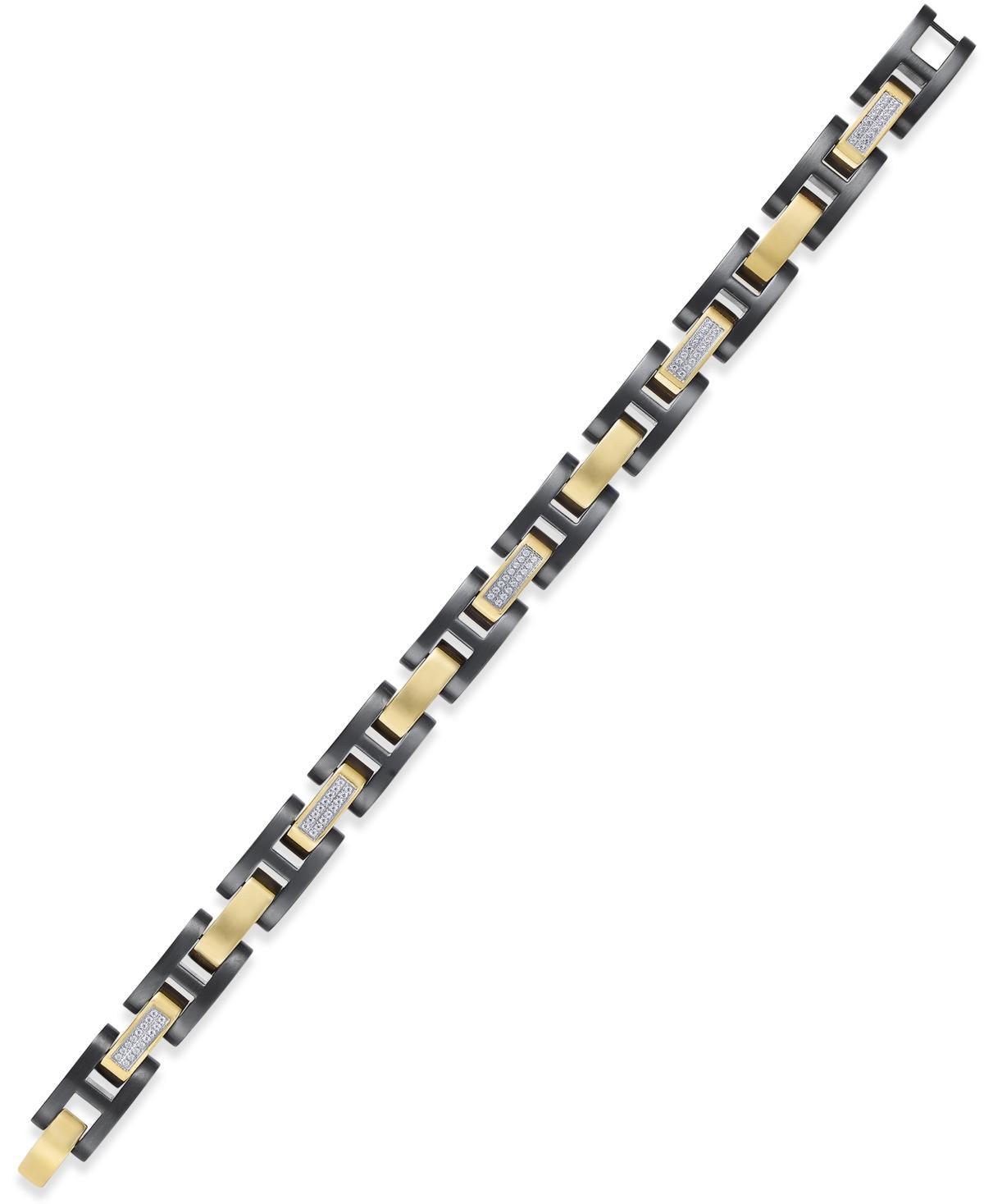 Mens Diamond Link Bracelet (3/8 ct. t.w.) in Stainless Steel with Black and Gold Ion-Plating Product Image