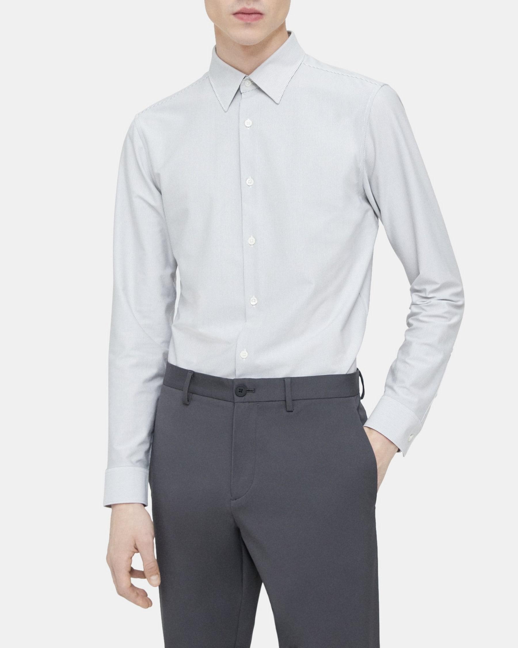 Tailored Shirt in Striped Cotton Blend Product Image