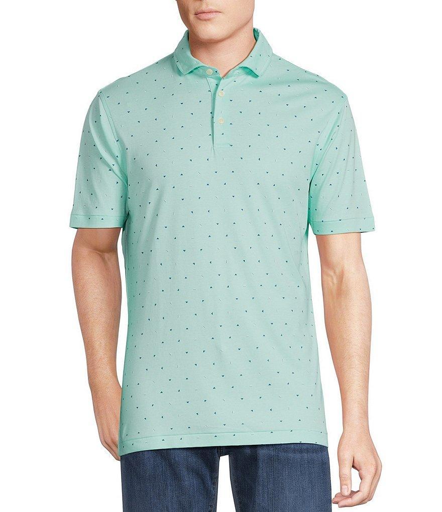 Cremieux Blue Label Mini Geo Printed Cotton Interlock Short Sleeve Polo Shirt Product Image