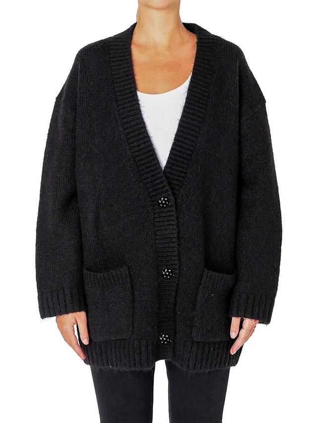 Womens Jewel Button Oversize Cardigan Product Image