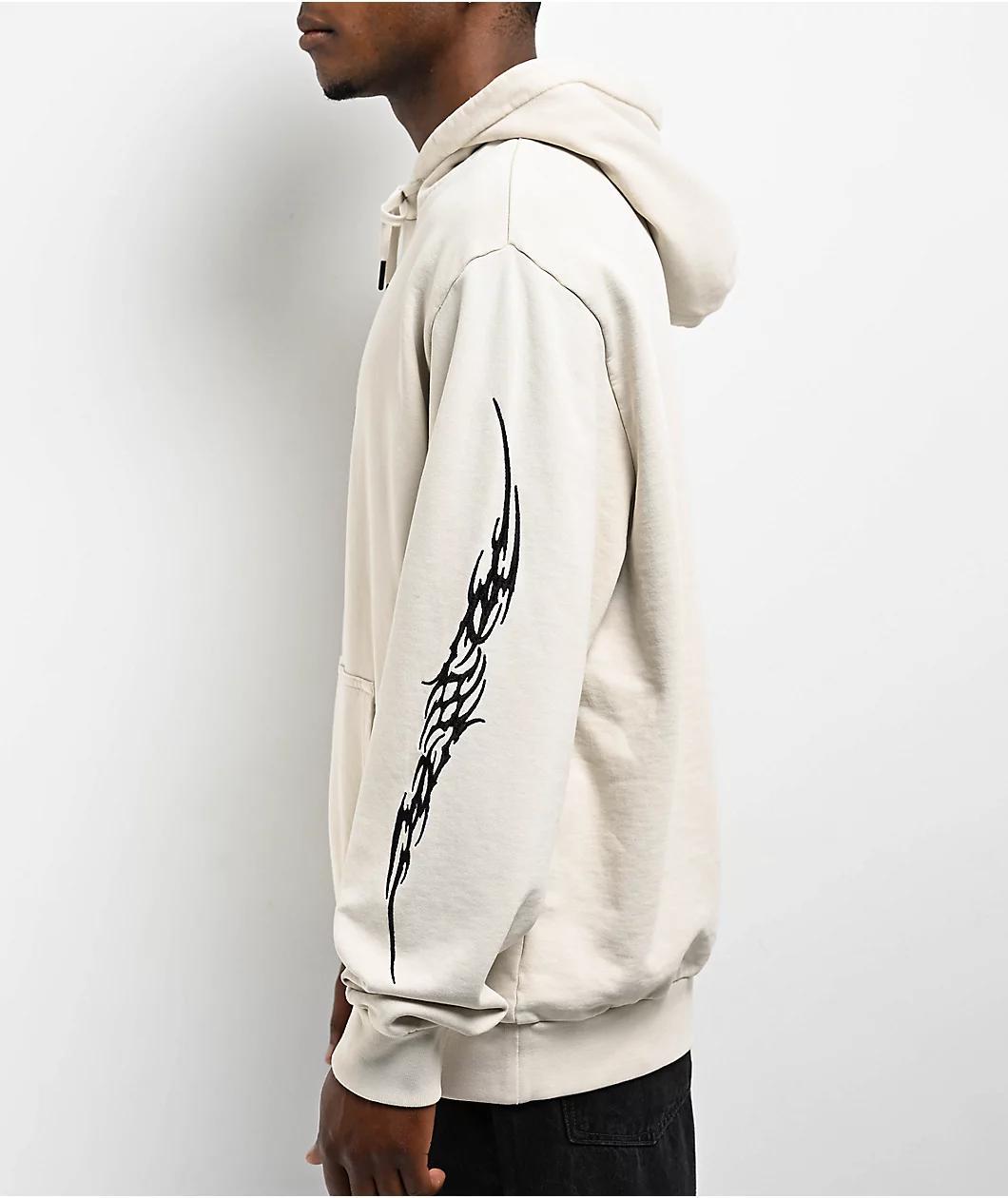 Welcome Cyber Embroidered Bone Hoodie Product Image