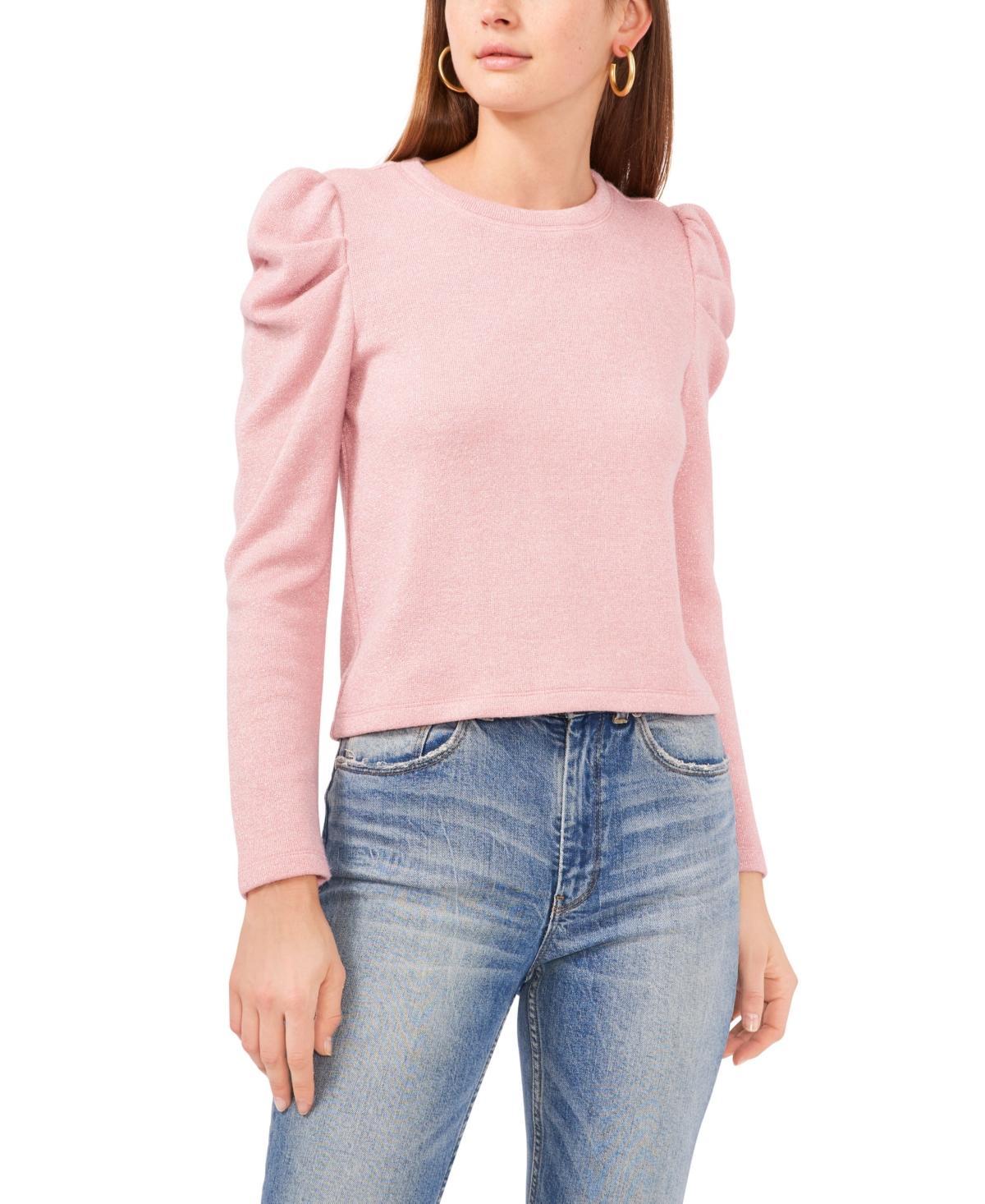 1.state Womens Draped Shoulder Long Sleeve Crew Neck Top Product Image