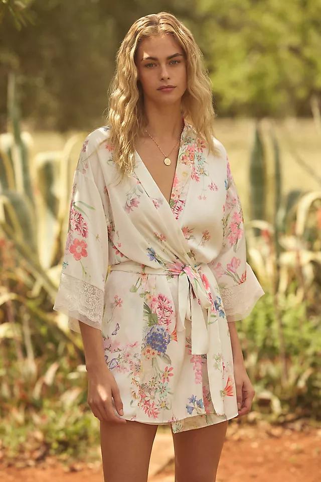 Flora Nikrooz Andrea Printed Lace-Trim Robe Product Image