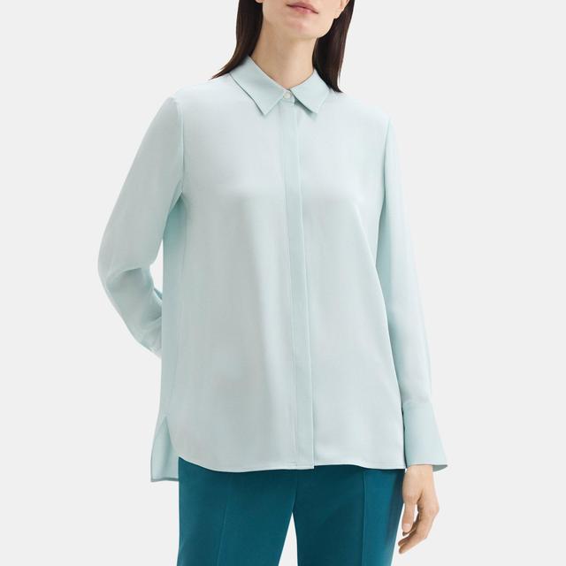 Silk Georgette Relaxed Shirt | Theory Outlet Product Image