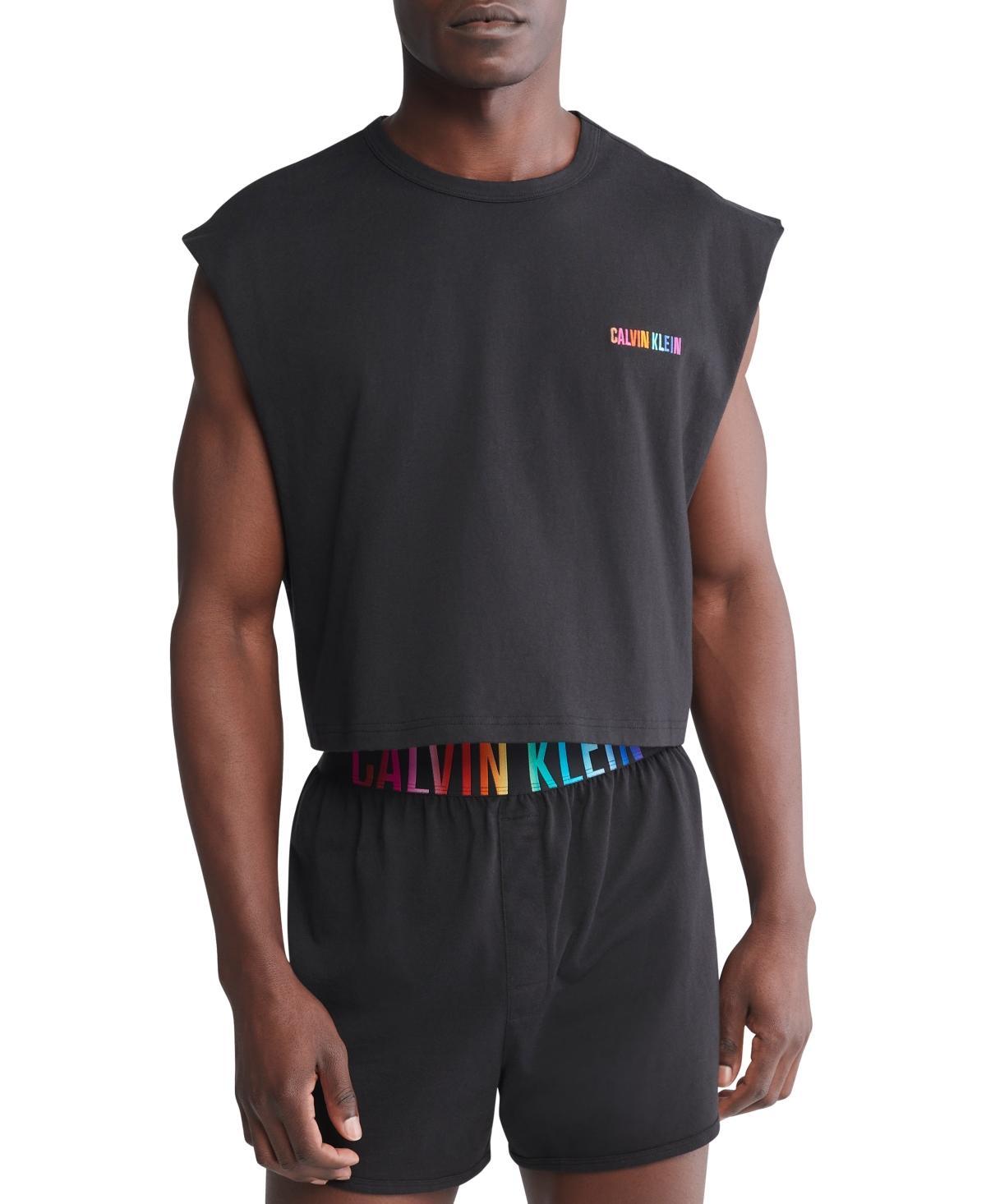 Calvin Klein Mens Intense Power Pride Cropped Logo Embroidered Cotton Muscle Tank Product Image