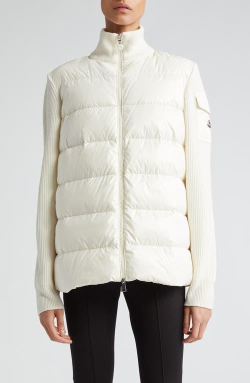 Moncler - Nylon-Trimmed Wool Cardigan - White - XS - Moda Operandi Product Image