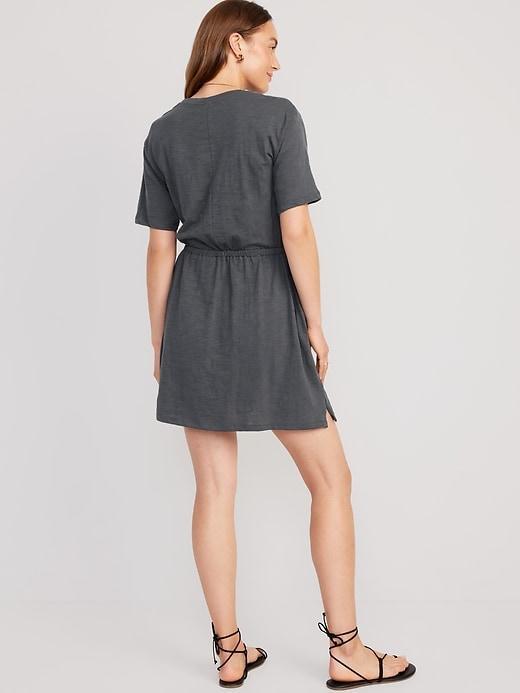 Waist-Defined Slub-Knit Mini Dress Product Image