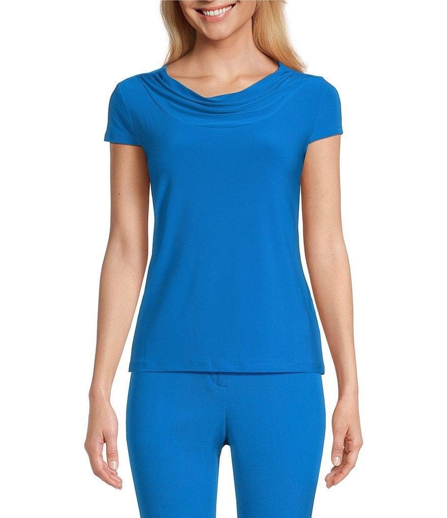 Kasper Stretch Cowl Neckline Short Sleeve Top Product Image