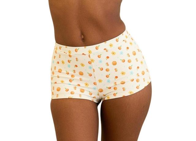 Dippin' Daisy's Women's Farrah Elastic Waist Swim Shorts in White/Orange - Product Image