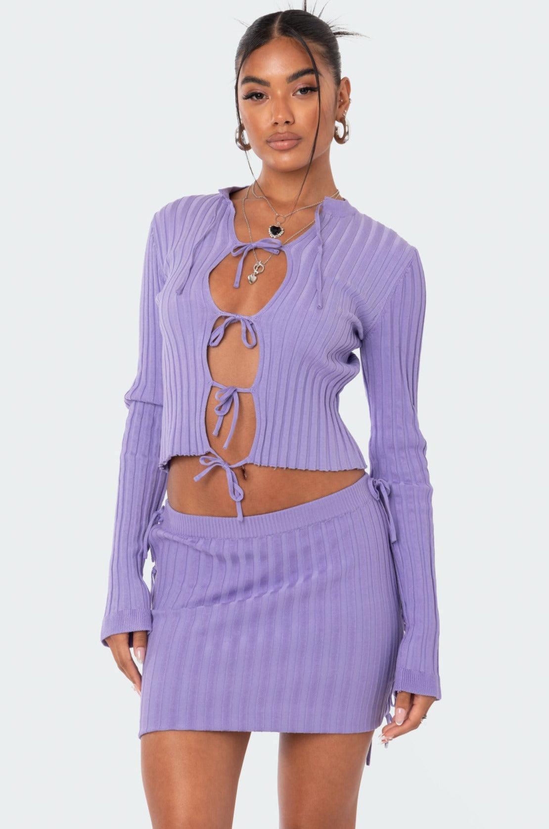 Alaia Knitted Tie Up Skirt Product Image