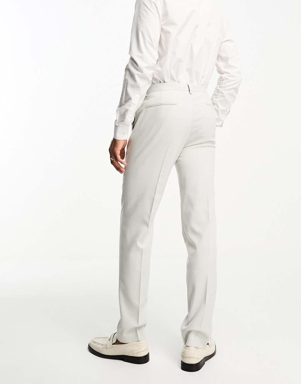 ASOS DESIGN slim suit pants in crosshatch in ice gray Product Image