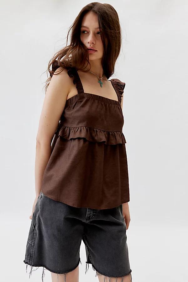 Urban Renewal Made In LA EcoVero Linen Ruffle Tunic Tank Top Womens at Urban Outfitters Product Image