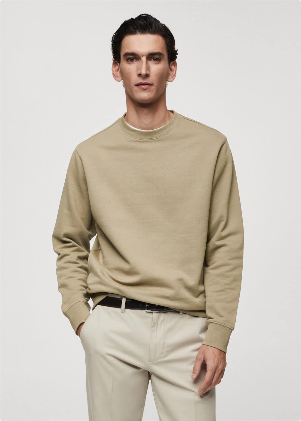 MANGO MAN - 100% cotton basic sweatshirt sandMen Product Image